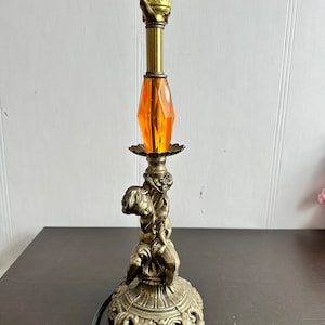 Vintage Gold Tone Cherub/Baby Accent Table Lamp