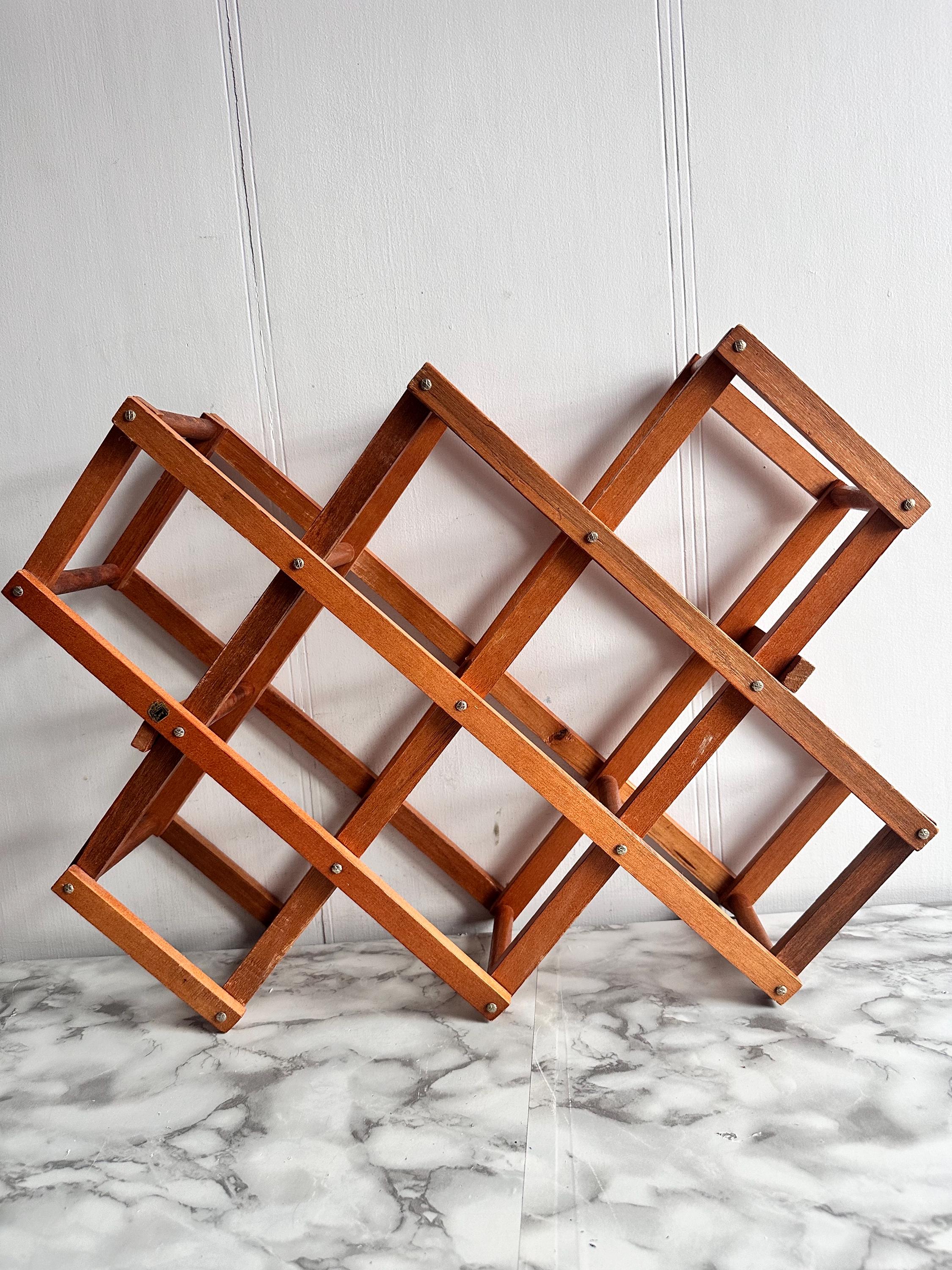 Euro Antiques Foldable Rack ヴィンテージラック Vintage Foldable Wine Rack Midcentury Wooden Wine Rack , Wine Rack