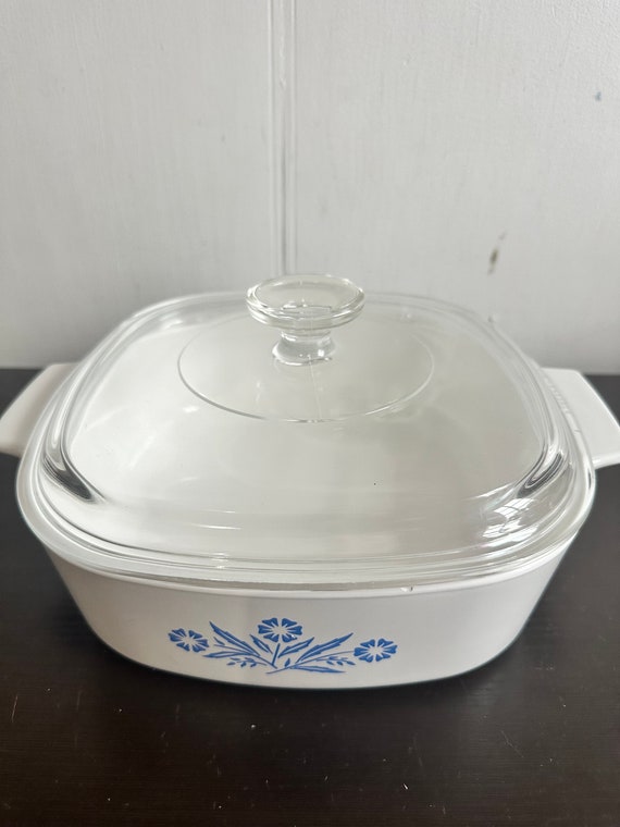 ヴィンテージ ブルー コーンフラワー コーニングウェア 蓋付き