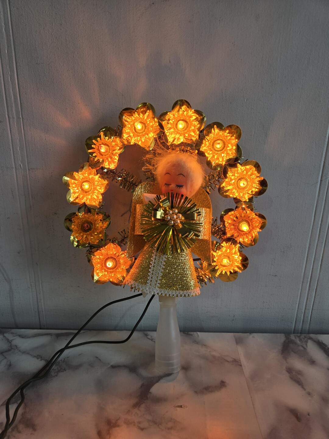 Vintage Christmas Decoration String Lights and Angel Lights - Retro ...