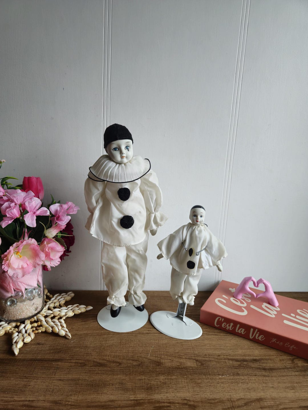 ビンテージ磁器製ピエロ人形、頭、手、足の 2 体セット。 - Etsy 日本