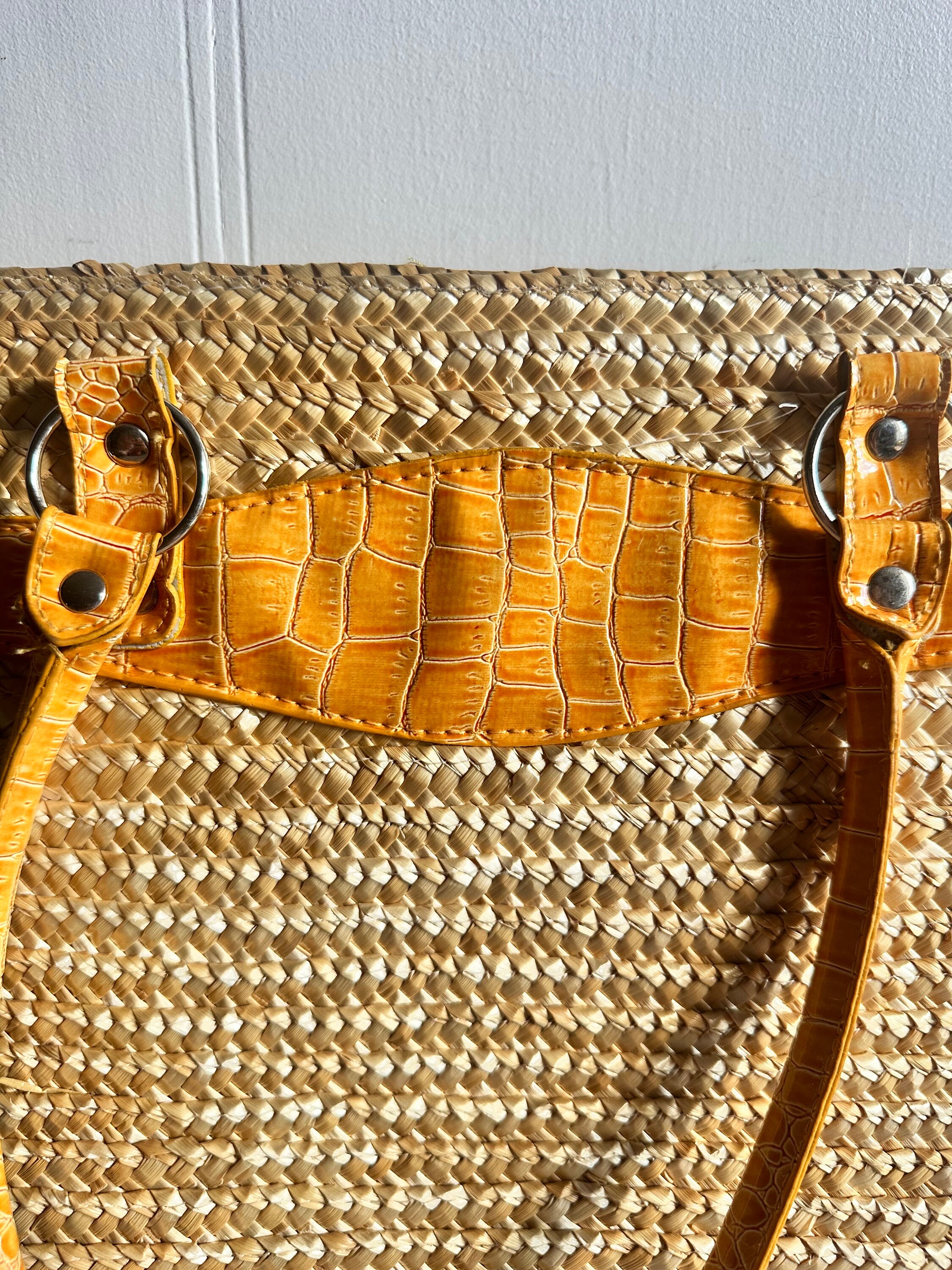 Vintage Straw Bag Straw Tote Bag Beach Rattan Woven Handbag Shoulder ...
