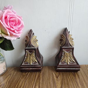 Vintage T-Shaped Curtain Rod Brackets, Scarf Holders, 2 Pack Drapery Brackets, Shelf Brackets, Window Decor
