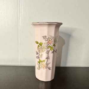 Vintage porcelain pink vase, pink vase, flowed pink vase, made in Japan, home decor.