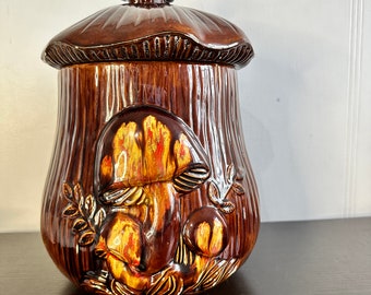 Vintage Mushroom Bus jaren 1970 Retro Cookie Jar GROTE Keramische Kitsch Keuken Container Merry Mushrooms Magic Mushroom Cookie Jars door Arnels