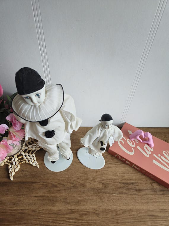 ビンテージ磁器製ピエロ人形、頭、手、足の 2 体セット。 - Etsy 日本