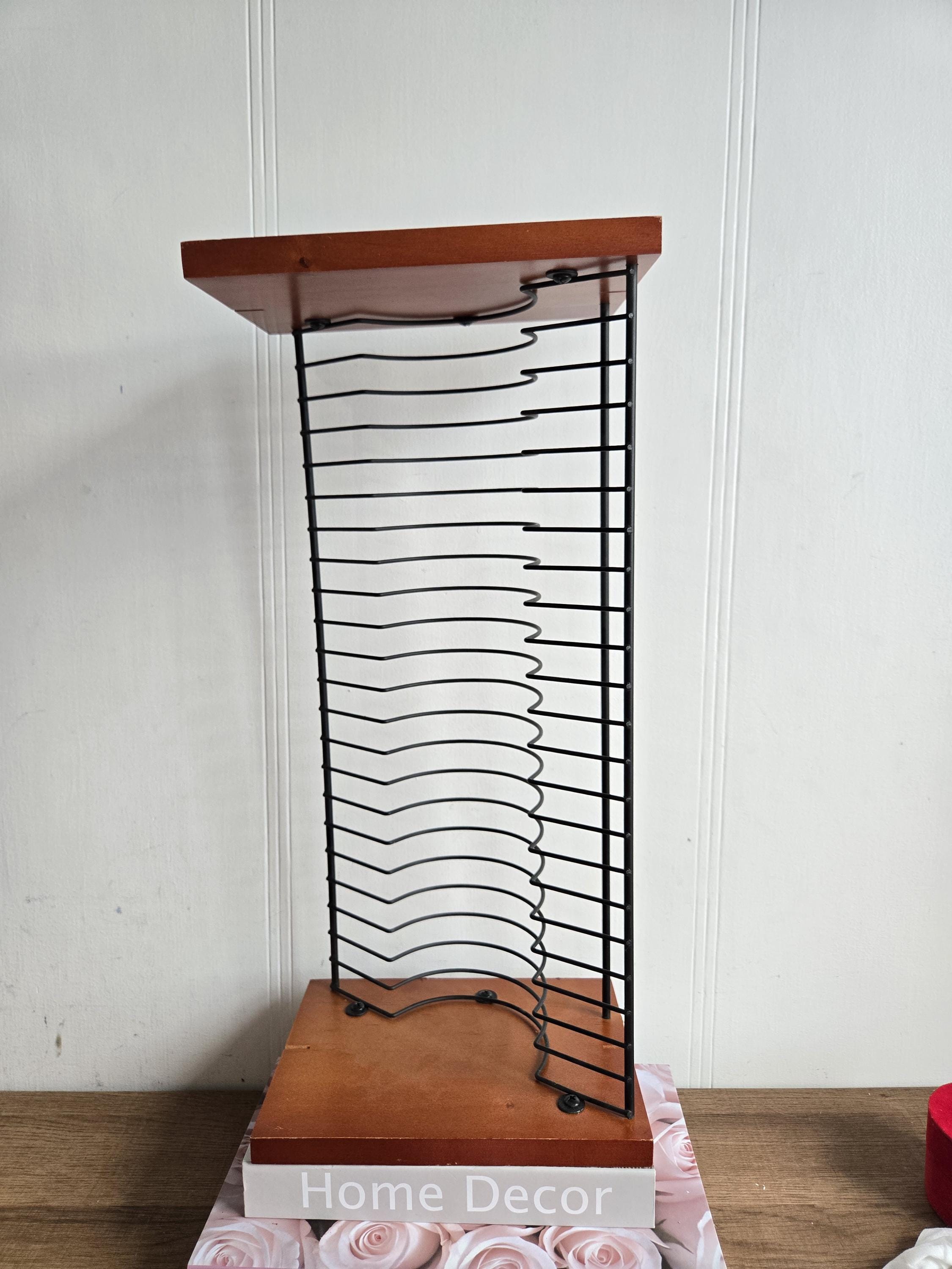 【CD】Pieces / Same Vintage Compact Disc Holder in Wood and Metal Holds 22 Cds Audio