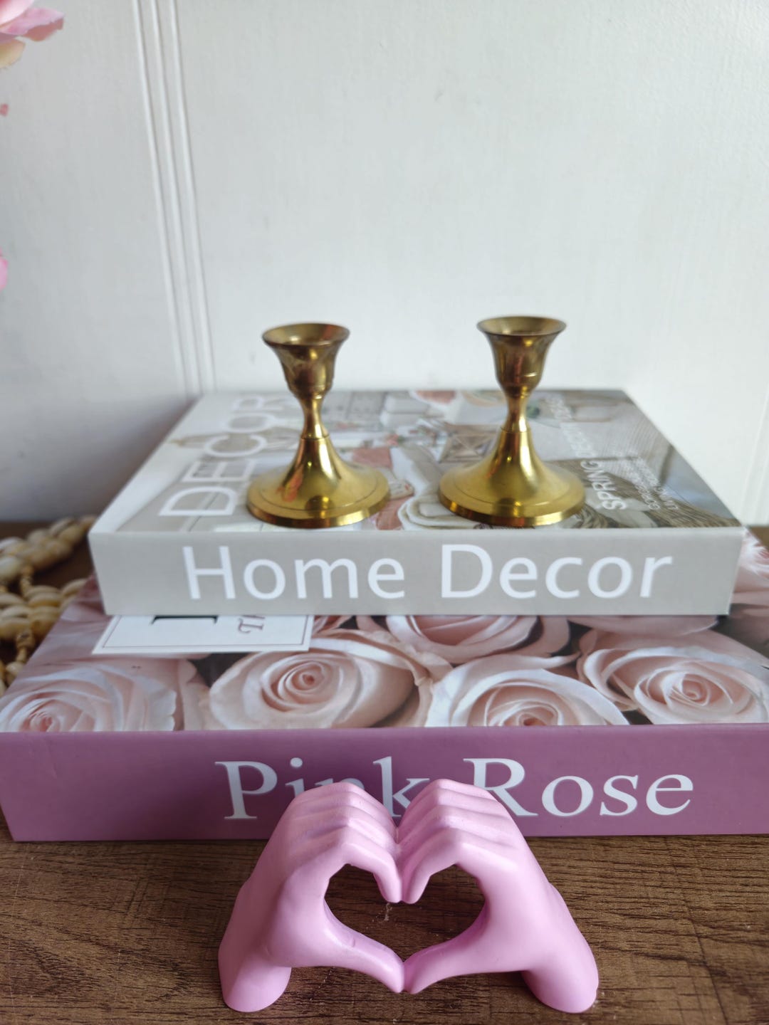 ヴィンテージ真鍮製キャンドルスタンド2個セット - 短い真鍮製