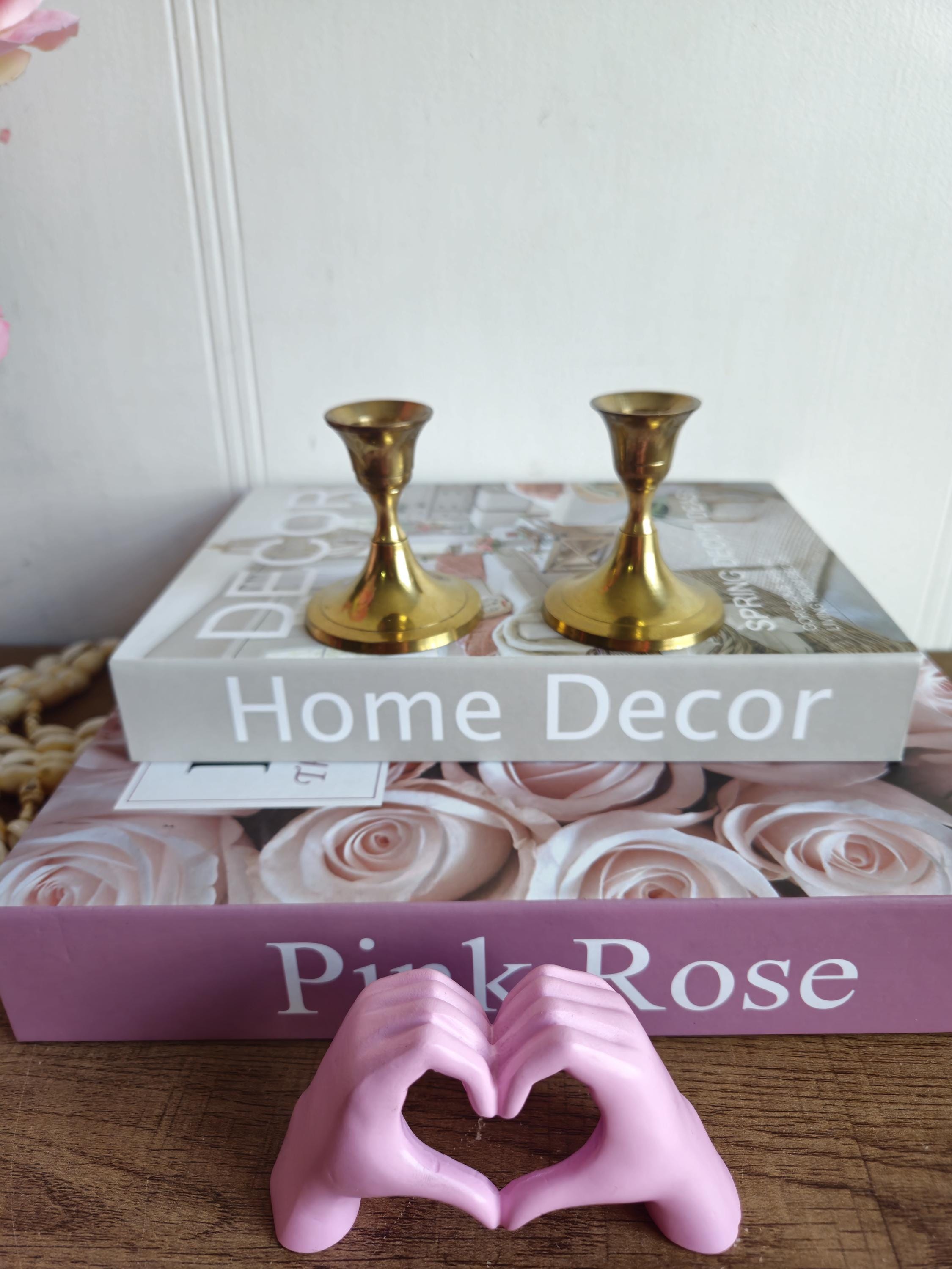 ヴィンテージ真鍮製キャンドルスタンド2個セット - 短い真鍮製