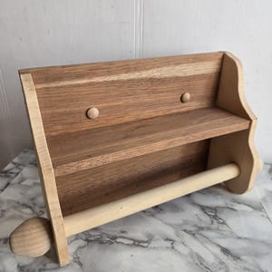 Suporte de toalha de papel vintage, toalheiro de madeira para cozinha, suporte de toalha de papel montado na parede, toalheiro de fazenda, suporte de toalha de papel com prateleira.