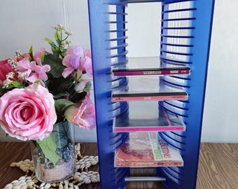 Vintage 90s Atlantic (25) Blue Plastic and Metal CD Storage Holder