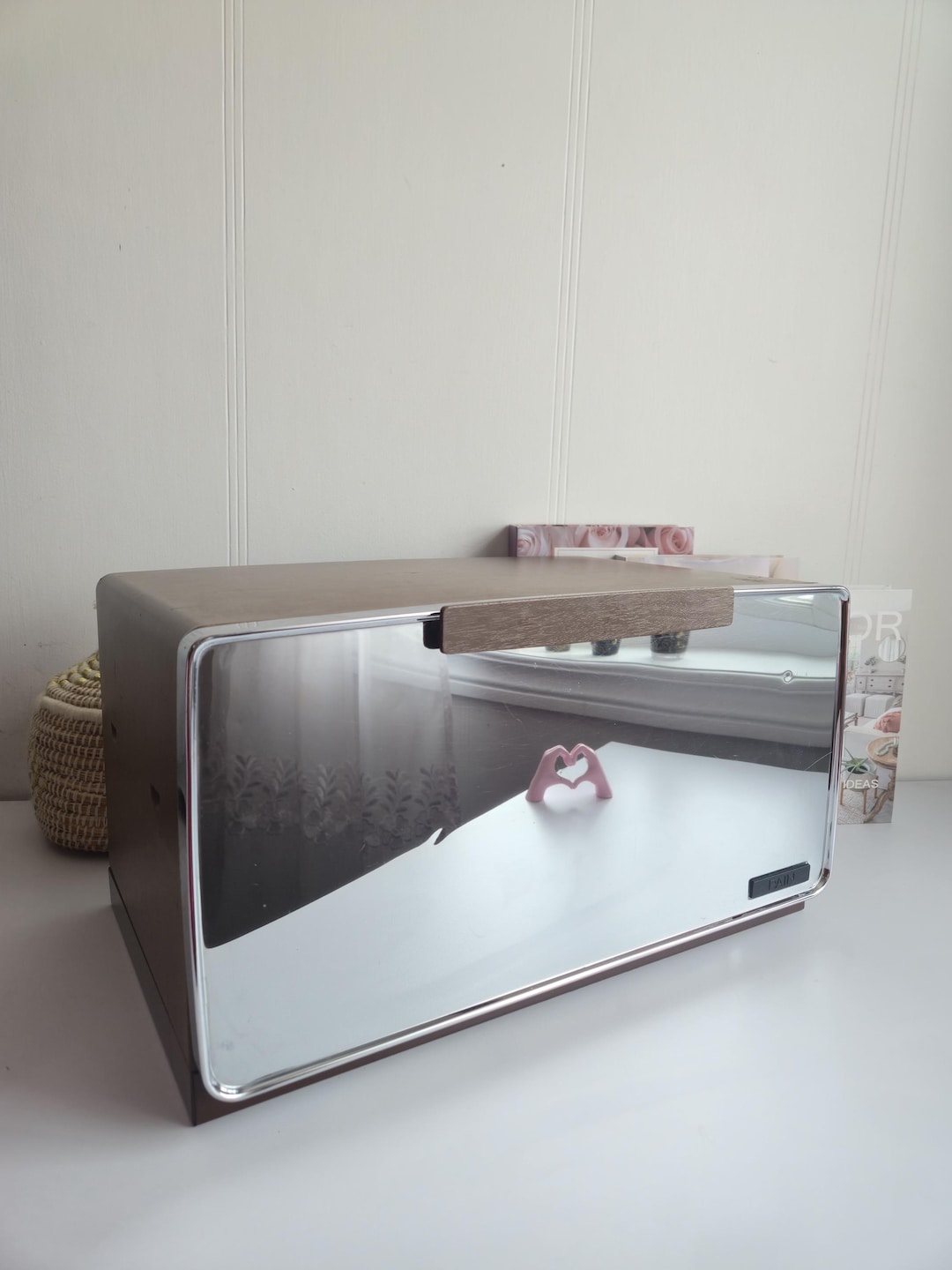 Vintage Metal Bread Box Chrome Door , Retro Kitchen Storage, Mid ...