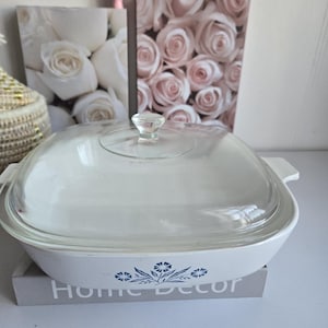 Vintage 9.5" Corning Ware, Dish with Cornflower Design, P-10-B, made in Canada.