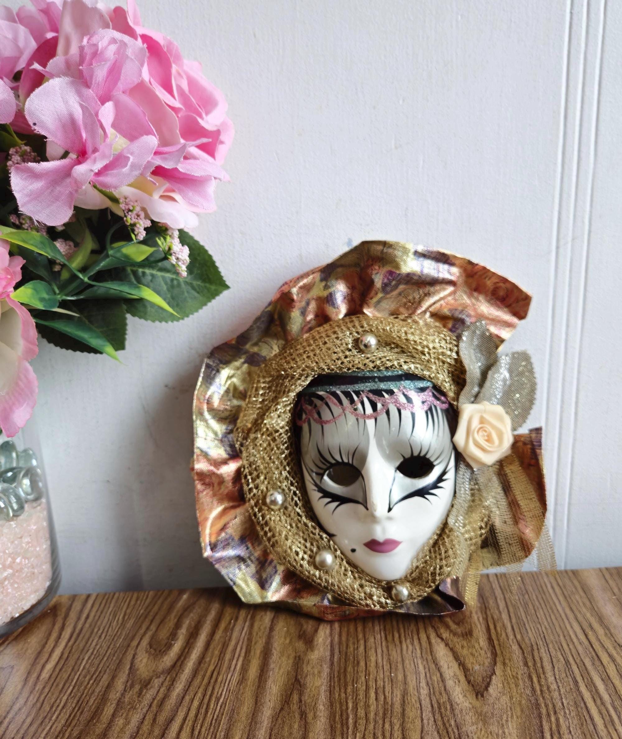 Vintage Mask New Orleans Style Wall Decoration Glossy  Vintage Naturally New Orleans Good Luck Wall Hanging Mask w tag main image 0