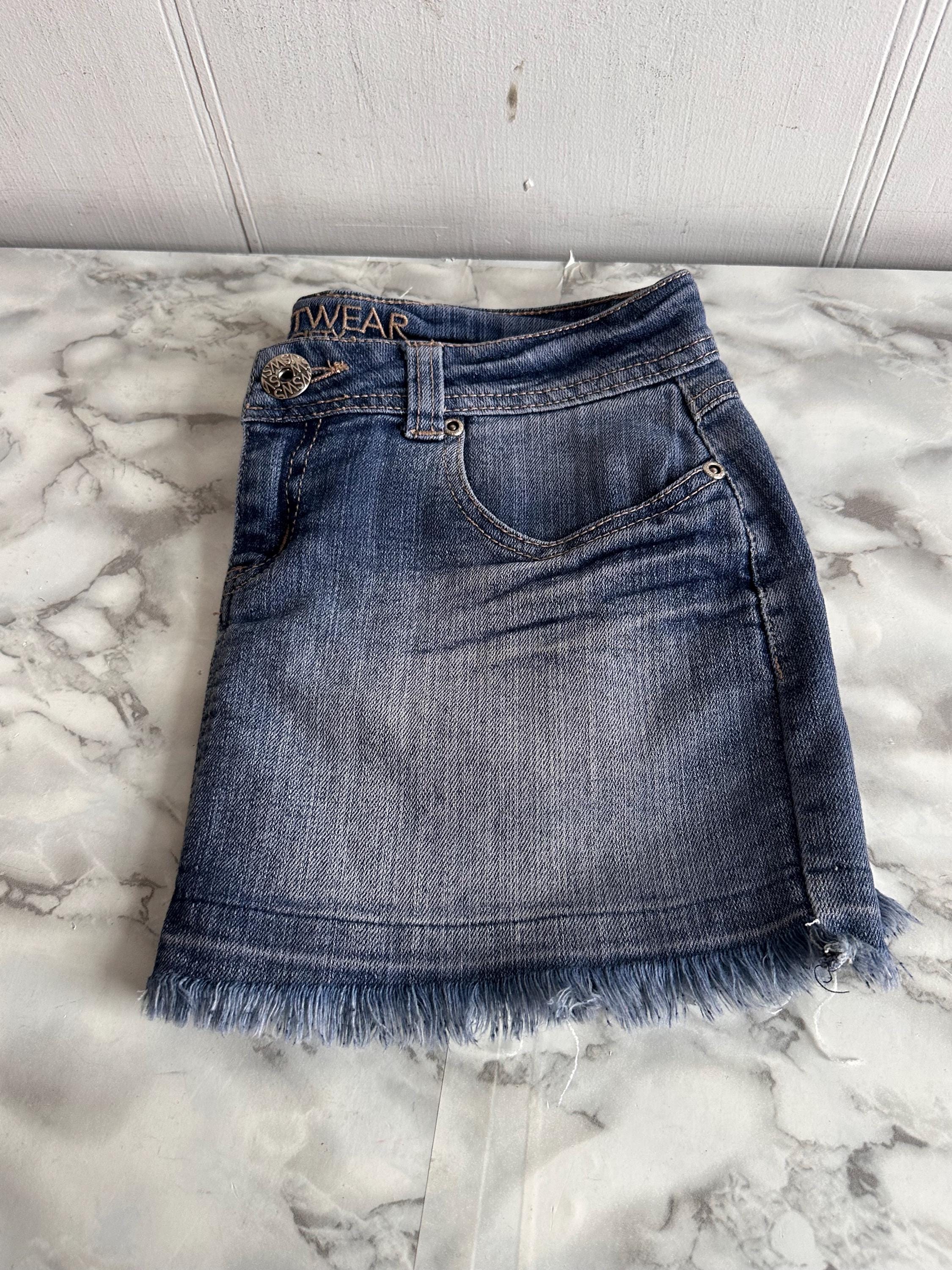 Vintage Mini Blue Denim Skirt Women Blue Denim Skirt Summer