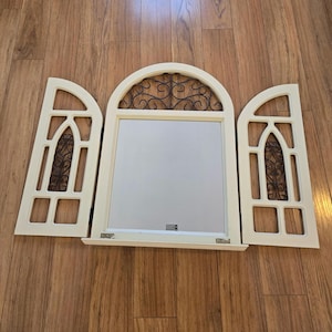Vintage Mirror for window, shutters, vintage wall imitation,Shutter Farmhouse Windowpane Wall Mirror Distressed Wall Mounted Decor.