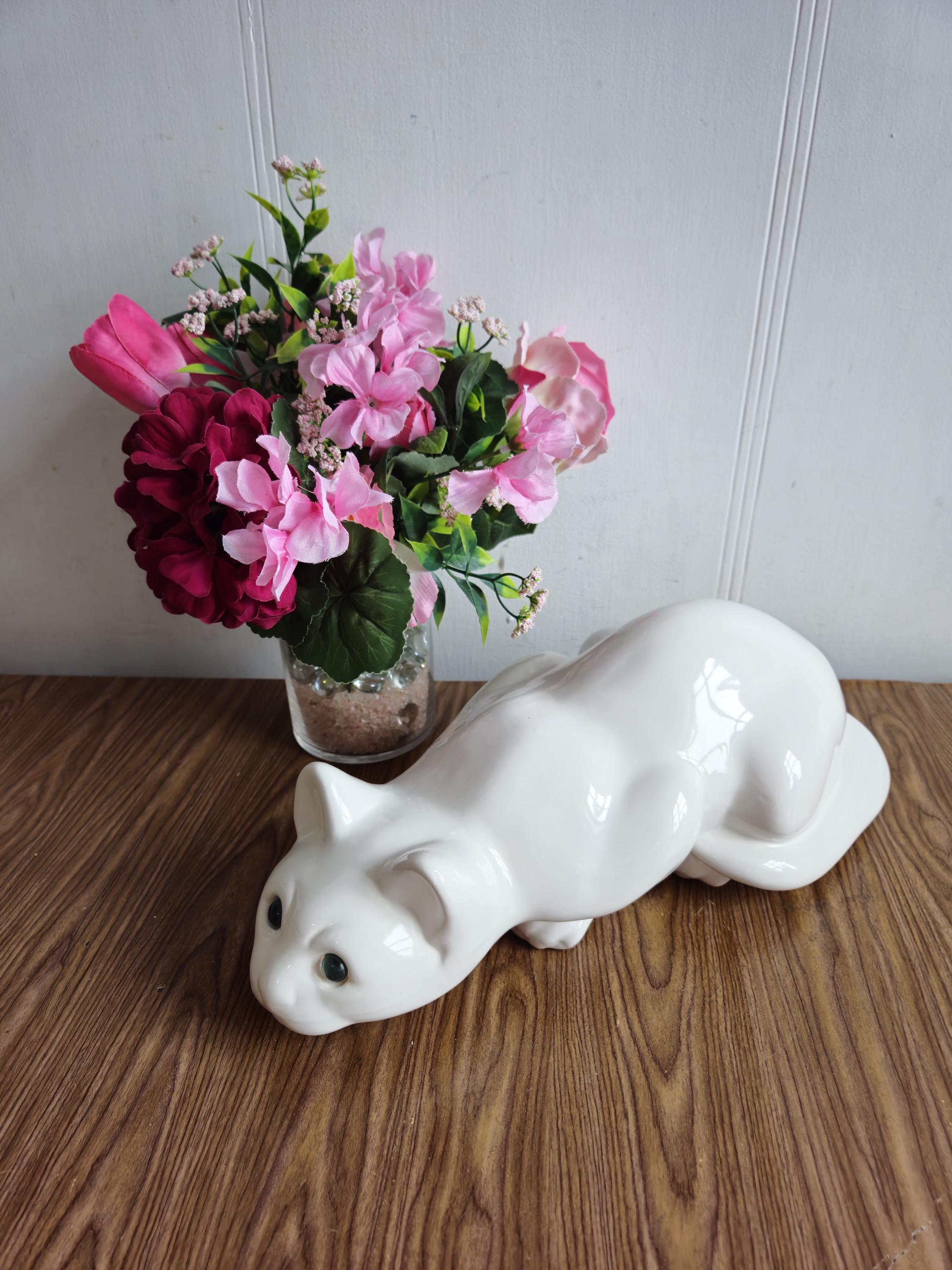 Ceramic cat with blue glass eyes - Etsy 日本