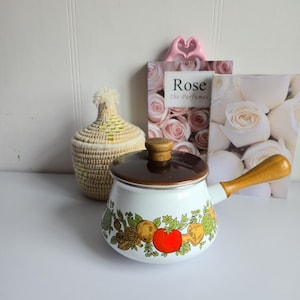 Olla vintage de fondue de metal esmaltado con forma de seta "Levcoware" - Fabricada en Japón
