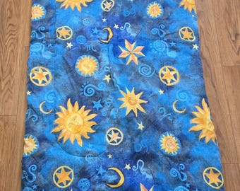 Vintage Snap Back Celestial Moon & Sun Sleeping Bag 66&quot;X61&quot; Astrological Sun and Moon Wet Cover.