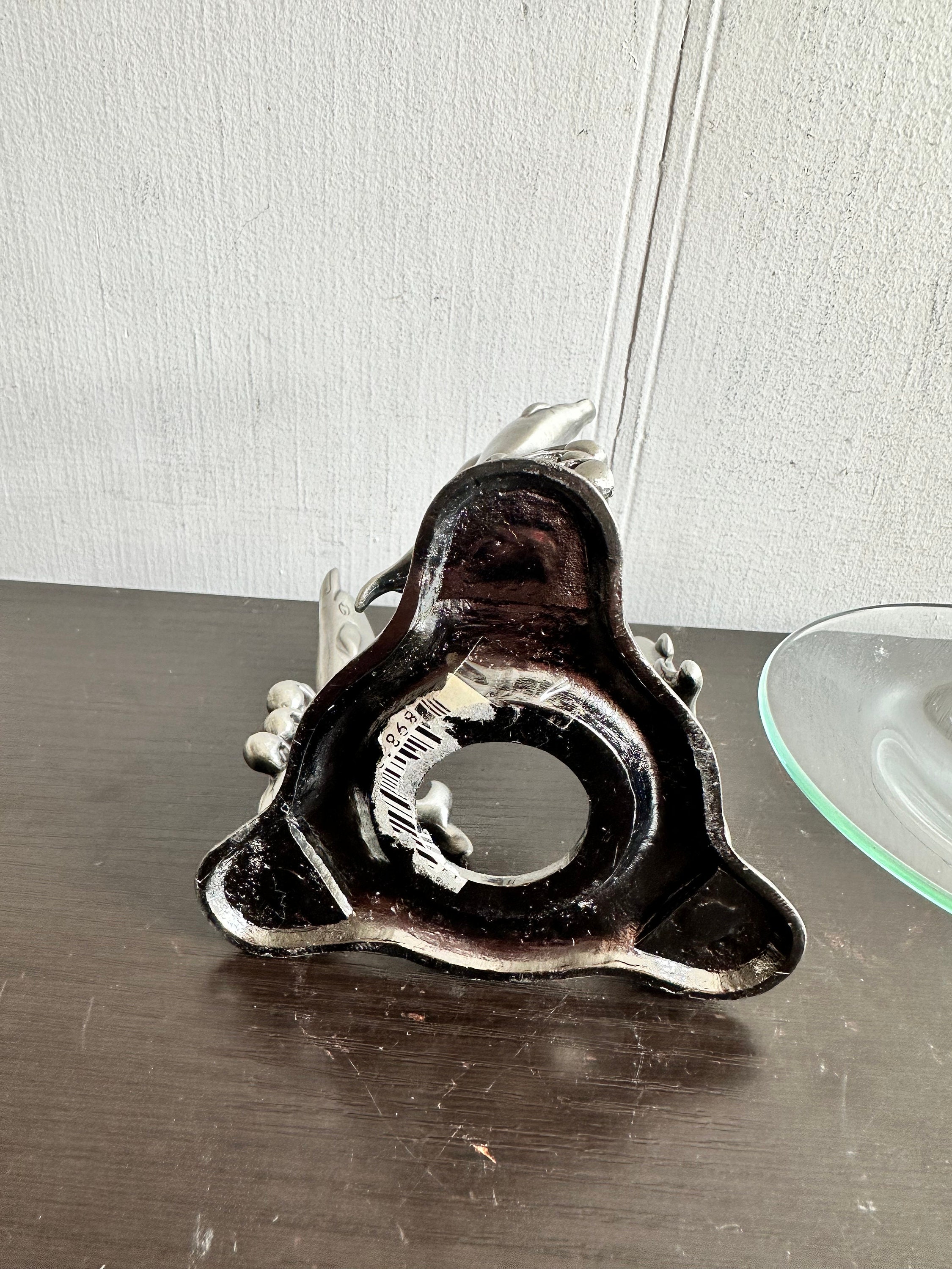  Dolphin Pastille Burner 額装 Vintage 90s Jumping Dolphin Fine Pewter Candle Oil Burner