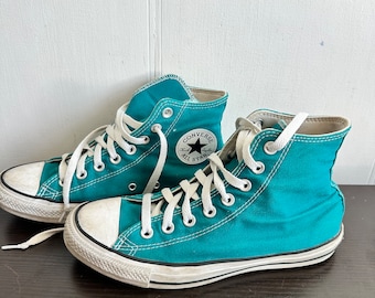 Vintage Converse 80’s Chuck Taylor All Star Cornflower Blue Canvas Hi Top Sneakers Made in Vietnam Women’s Size 8 1/2.