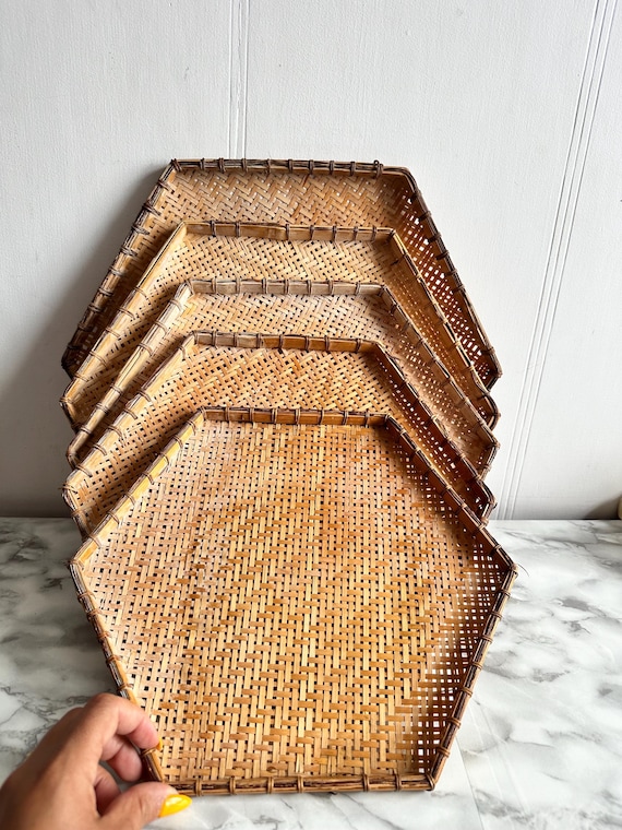 Vintage Boho Rattan Bambus Tabletts/Wanddekoration. - Etsy sterreich