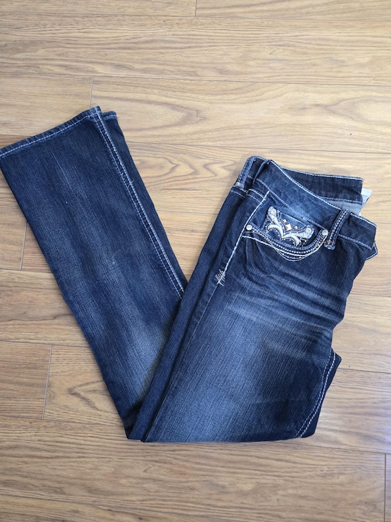 Vintage Hydraulic Jeans Women's Blue Denim With Embroidered