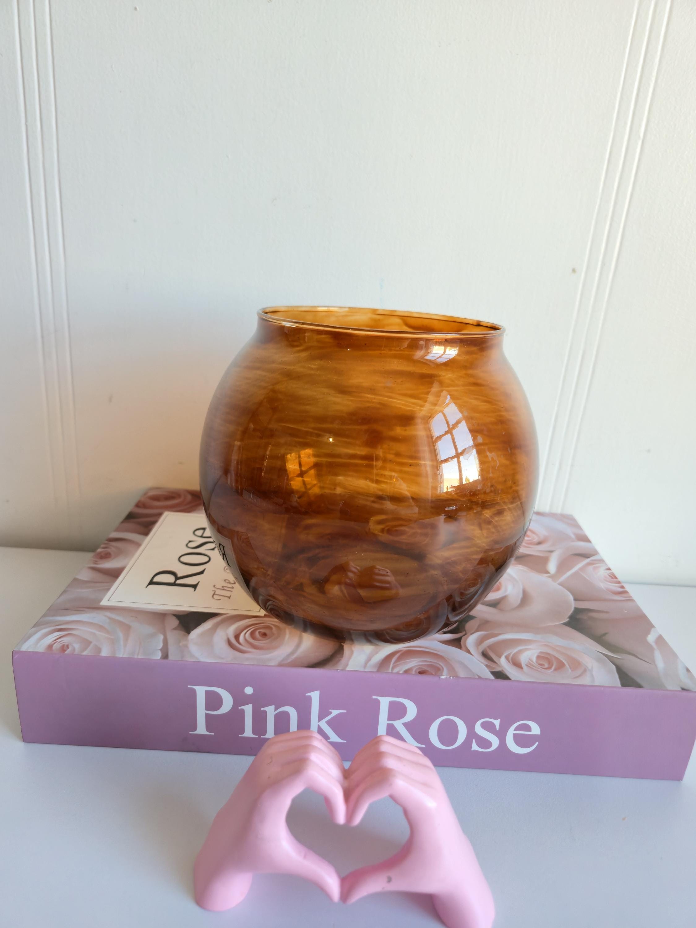 Vintage anchor hocking amber vase.