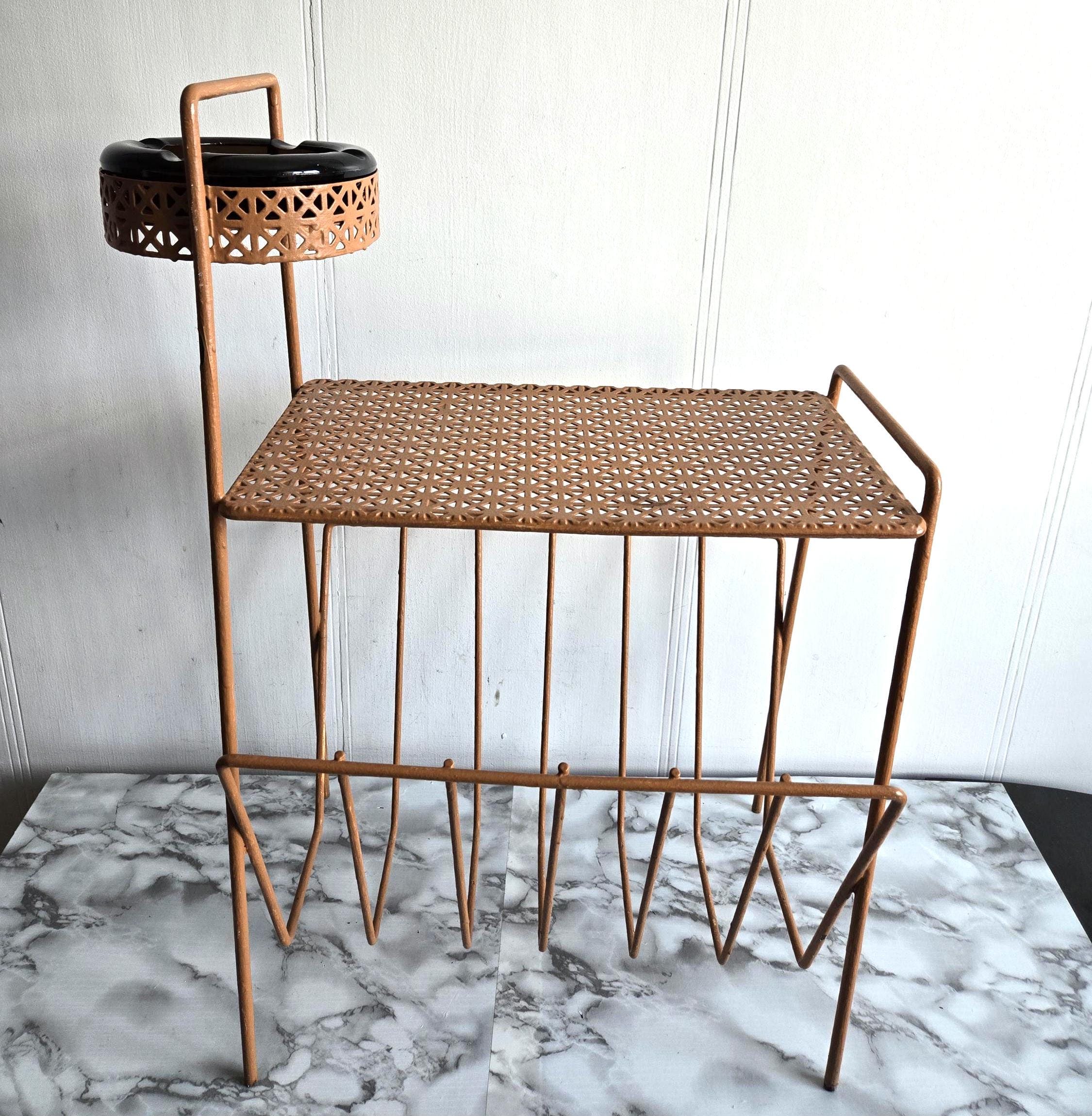Vintage Ashtray/side Table With Magazine Holder With