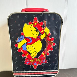 Vintage Disney Winnie the Pooh suitcase bag, children rolling travel transport.