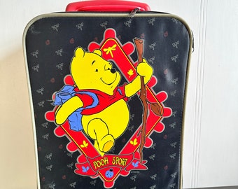 Vintage Disney Winnie the Pooh Koffertasche, rollender Reisetransport für Kinder.