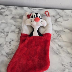 Vintage Sylvester the Cat Christmas Stocking Mini Cartoon Stocking Character Looney Tunes Warner Bros 1990s Stuffed Animal Nostalgic