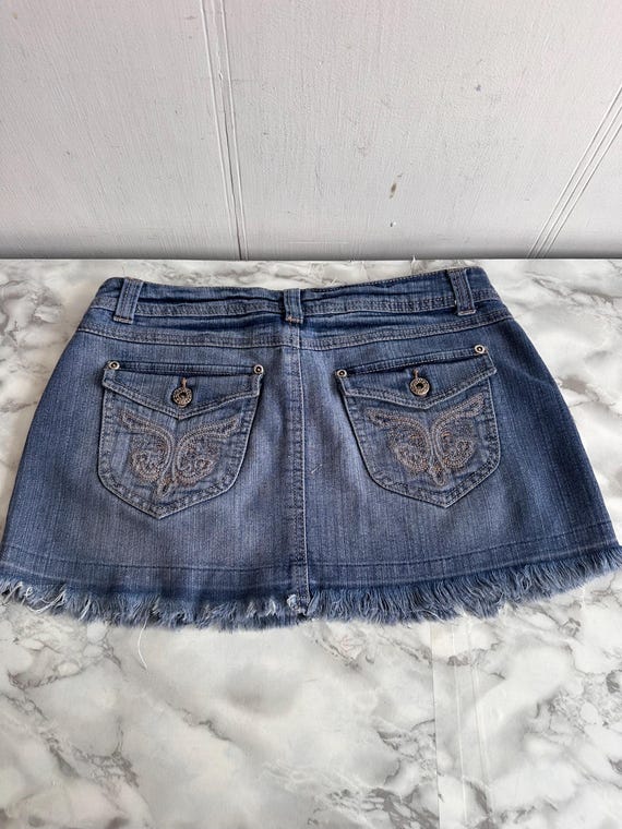 ◆GLOWNY◆ WESTERN MINI SKIRT VINTAGE BLUE GY25HSDN201 WESTERN MINI SKIRT (VINTAGE BLUE) - GLOWNY