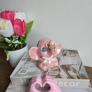vintage ceramic pink elephant piggy bank