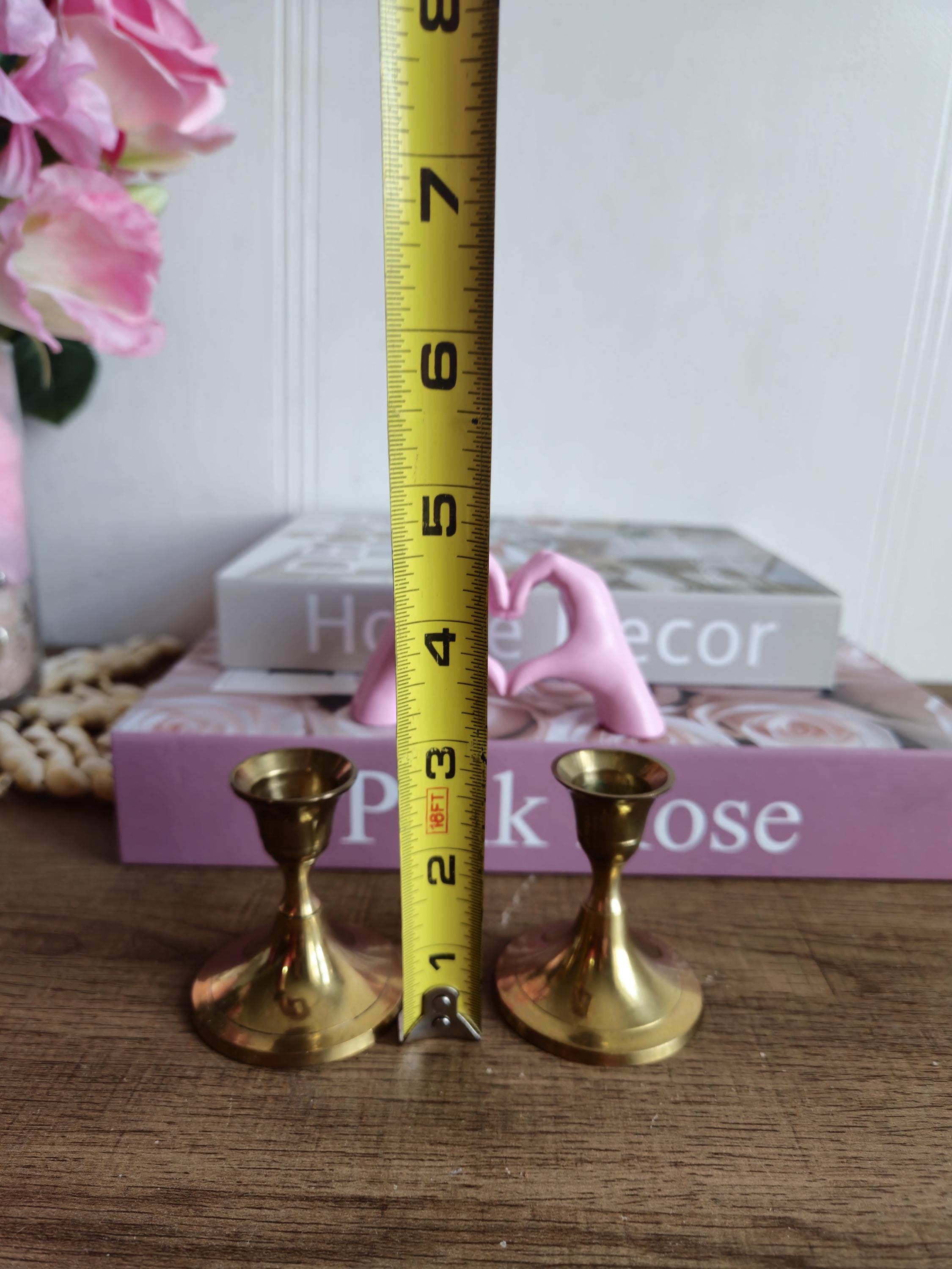 ヴィンテージ真鍮製キャンドルスタンド2個セット - 短い真鍮製