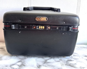 Linda mala de viagem Sidiva preta vintage, bolsa de viagem, estojo rígido