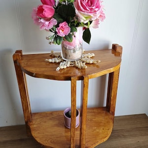 Vintage MCM half moon side table vintage wood Carved half-moon console table.