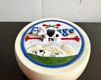 Vintage Ceramic Cheesecake Covered Plate 1995 Cow by Boston WAREHOUSE