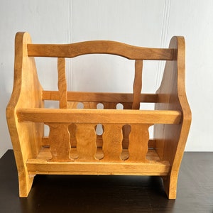 Vintage Wooden Magazine Rack, Newspaper rack, Rustic decor, Country chic, Farmhouse, Cabin Decor,1970s Wooden Magazine Rack, Vintage Rustic