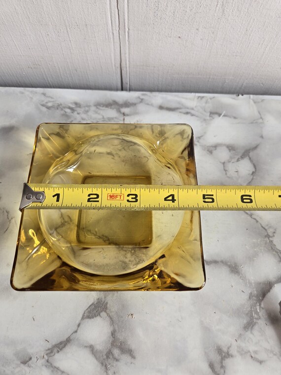 ヴィンテージ ミッドセンチュリー モダン アンバーガラス 灰皿