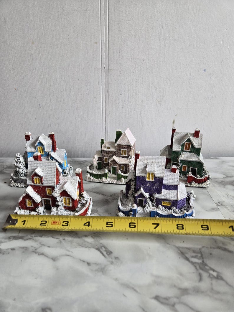 Set of 5 Vintage Christmas Village Houses , Christmas Decoration