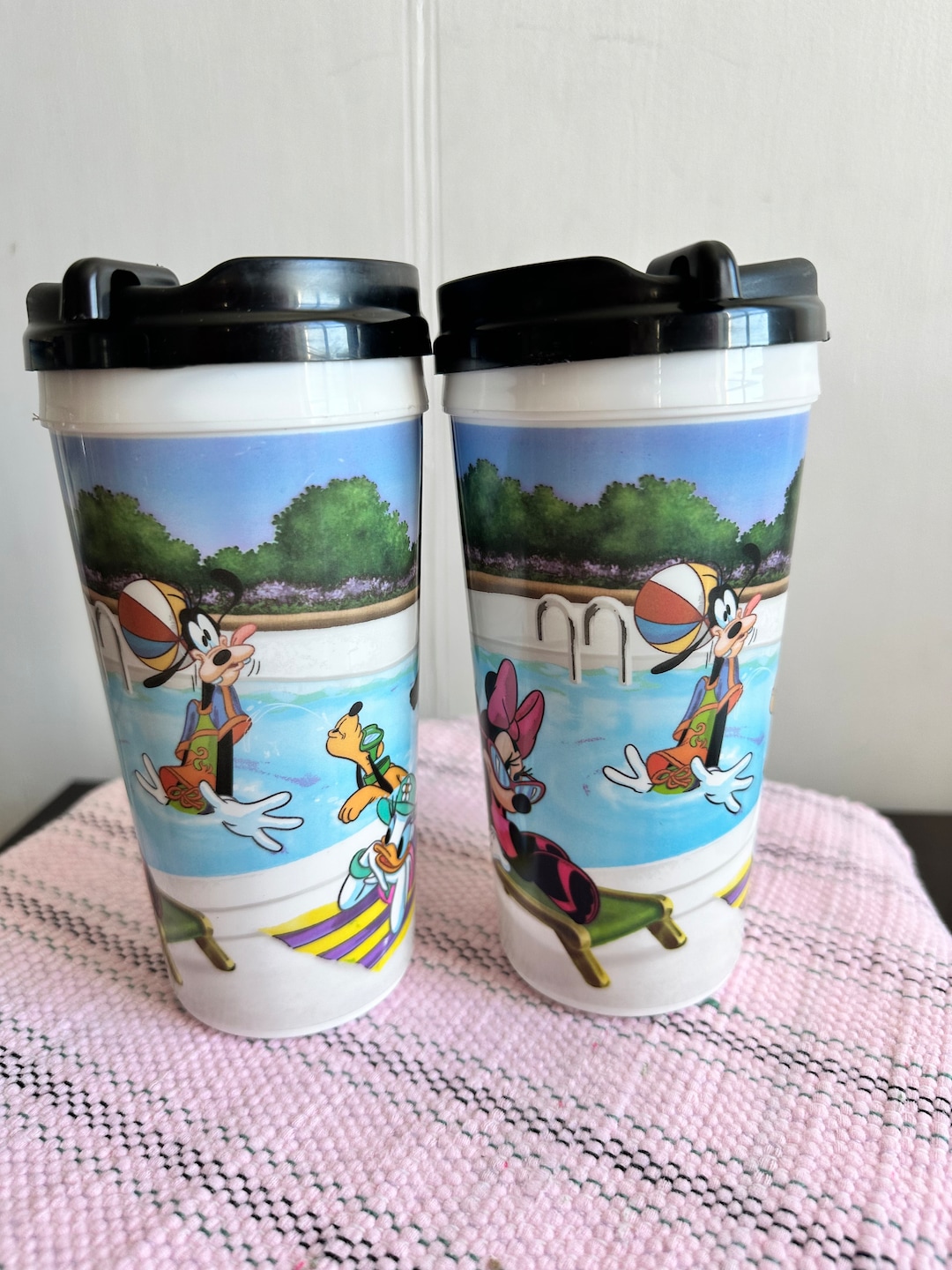 Vintage Two Disney Parks / Disney World Rapid Refill Travel Mug Cup Let