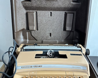 Vintage Smith Corona Coronet 6E Portable Electric Typewriter with Case, Works, Very Good Condition, Brown Coronamatic Typewriter.