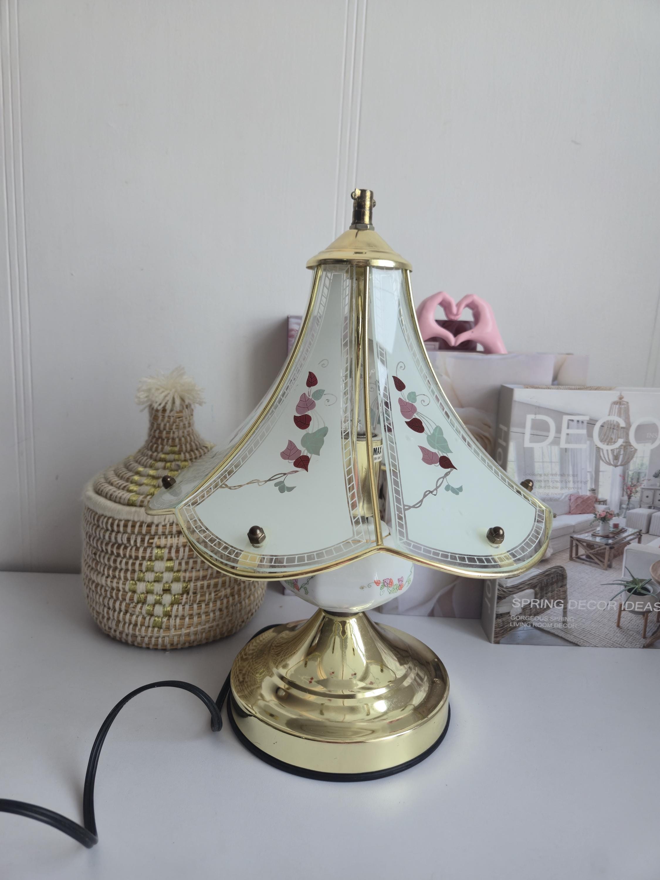 Vintage Touch Lamp Mid Century Modern Table Glass Brass Lamp 80s