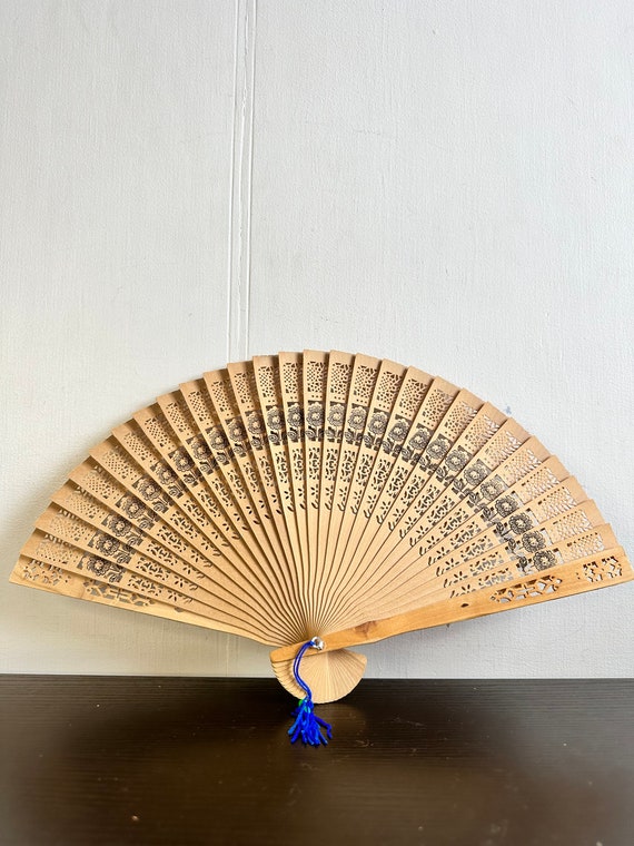 Vintage,Wooden Fan,Hand Fan,Folding Fan,Oriental … - image 1