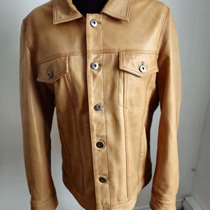 Vintage Sly & Co Leather Jacket,Brown Genuine Leathe Jacket , perfect gift for riders  Leather Jacket .
