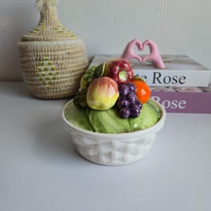 Vintage Elizabeth Arden Fruit Dish with ceramic basket weave.