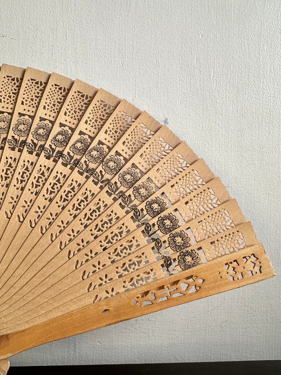 Vintage,Wooden Fan,Hand Fan,Folding Fan,Oriental … - image 3
