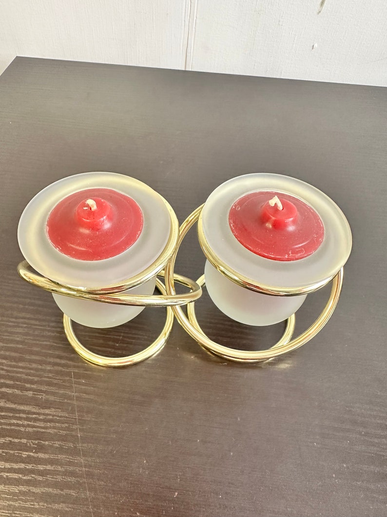 Vintage Partylite Gemini Duo Interlocking Brass Rings Votive Candle ...