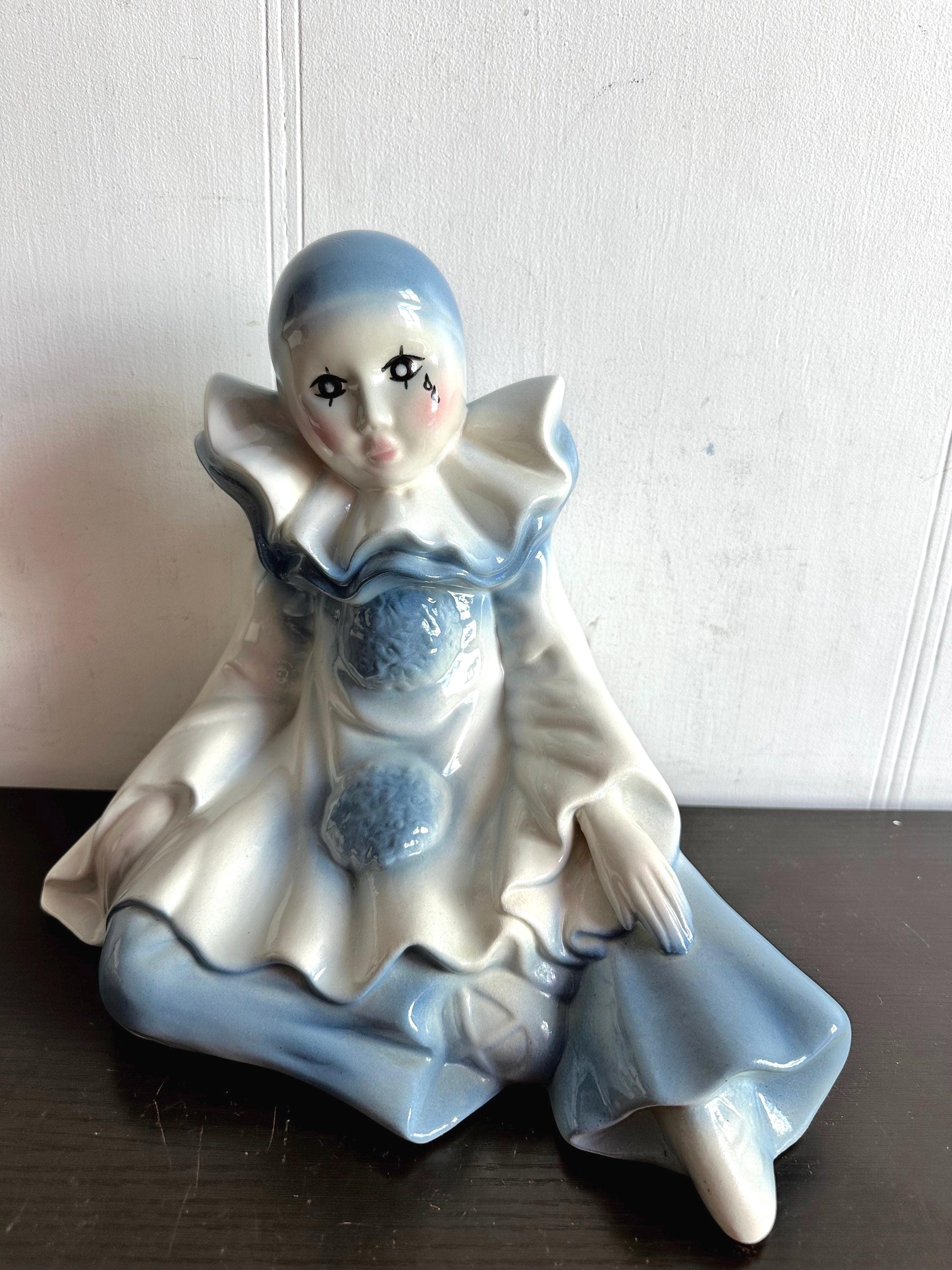 PIERROT Arlequin グッズセット Vintage Harlequin Pierrot Porcelain Doll Set: Handmade